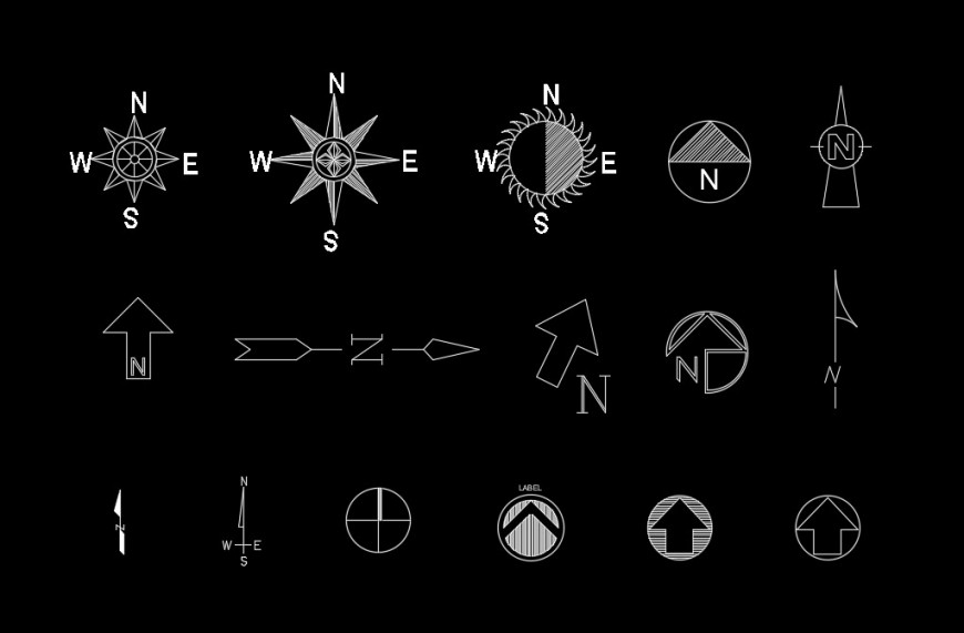 Architecture Direction Symbol Free CAD Blocks Download